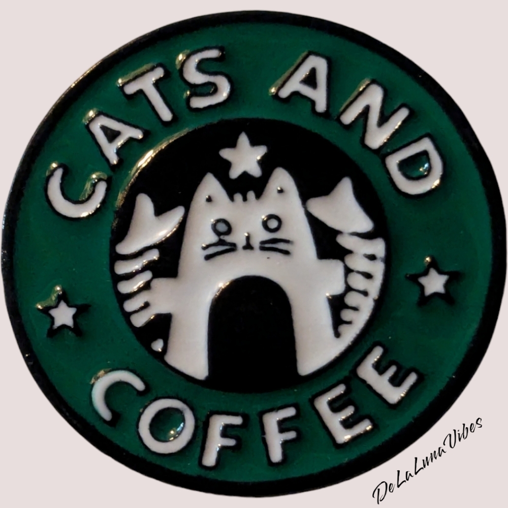 3/$12 Cats and Coffee Enamel Pin